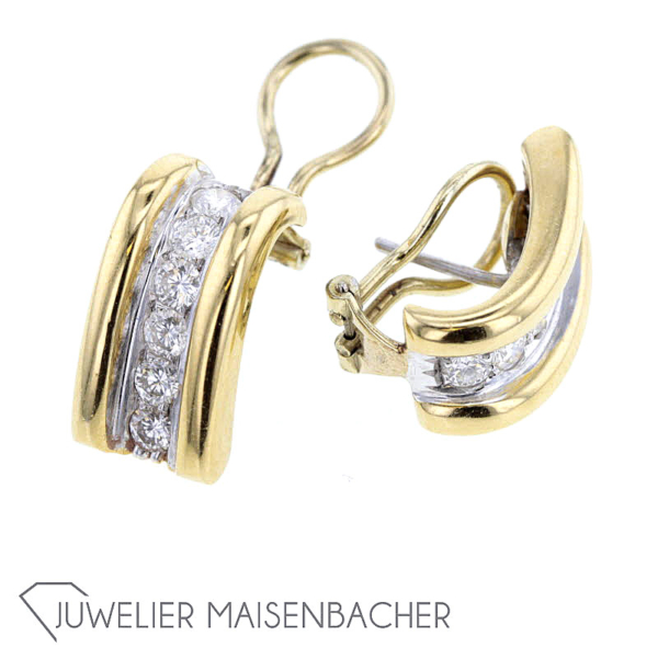 Bezaubernde Massive Brillant Halbcreolen mit Clip in Gold – Bild 2
