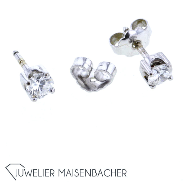 Klassische Solitär Brillant Ohrstecker Gold – Bild 2