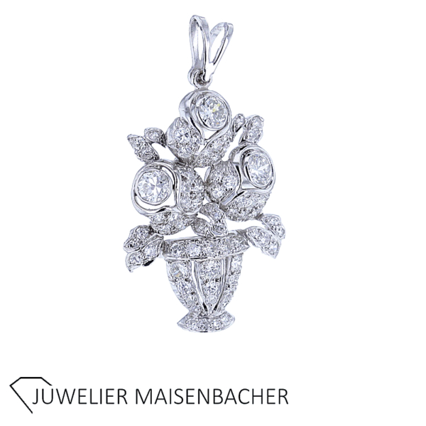 Anhänger Blumenbukett mit Brillanten Gold