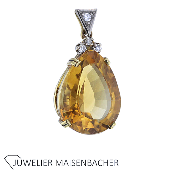 Anhänger mit Citrin und Diamanten Gold