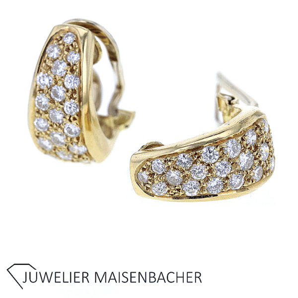 Elegante Ohrclips mit strahlenden Brillanten in 750er Gelbgold – Bild 2