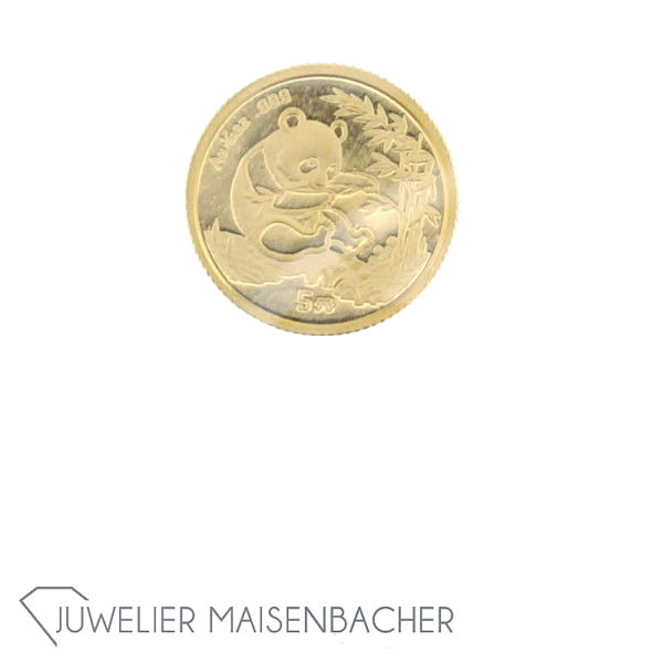 Goldmünze China Panda 1/20oz, 5 Yuan, 999/- Gold, 1994 – Bild 6