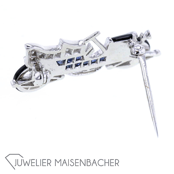 Handgefertigte Brosche *Oldtimer*, bewegliche Räder – Bild 6