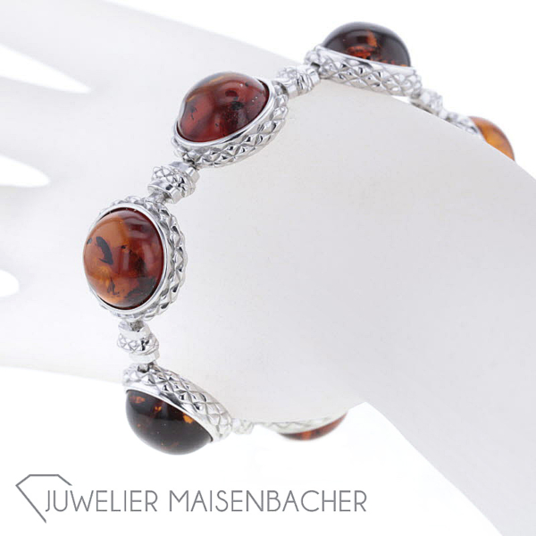 Bernstein Cabochon Silber Armband – Bild 3