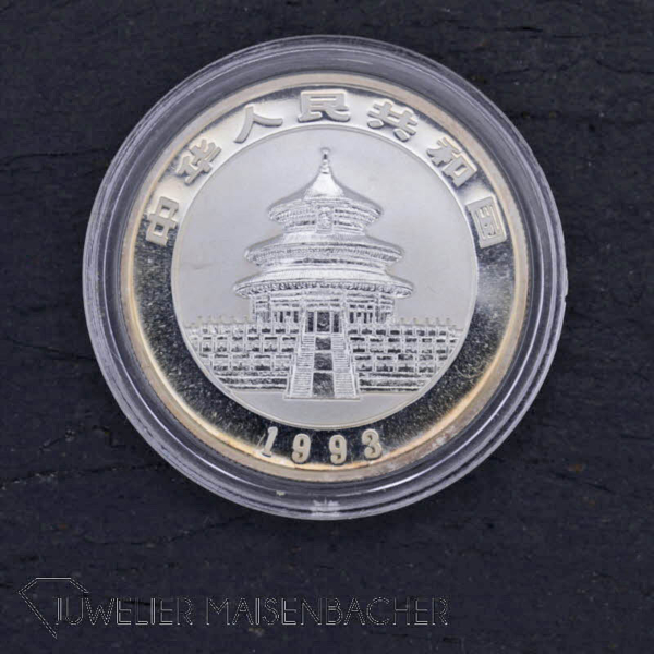 Silbermünze China Panda ½oz, 5 Yuan, 999/- Silber, 1993 – Bild 4