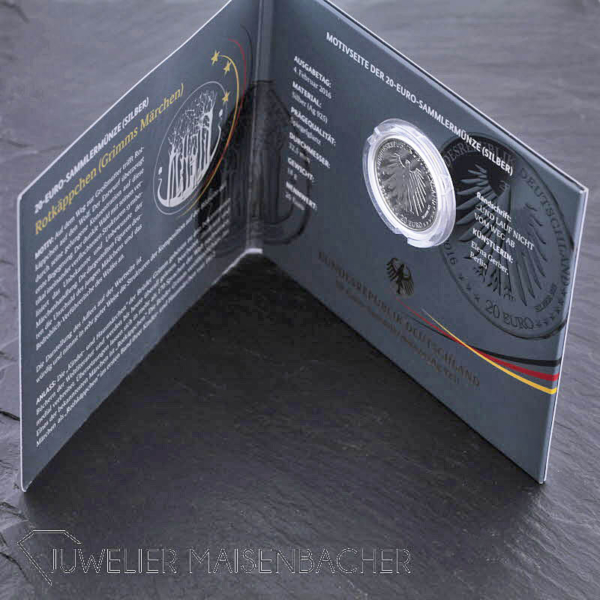 Sammlermünze 20 Euro *Rotkäppchen*, Grimms Märchen, 925/- Silber, 2016 – Bild 6