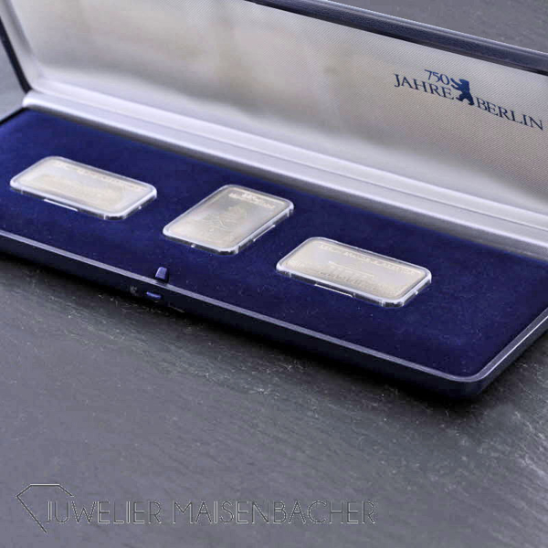 3 Silberbarren Degussa *750 Jahre Berlin*, 999/- Silber, 1987 – Bild 5