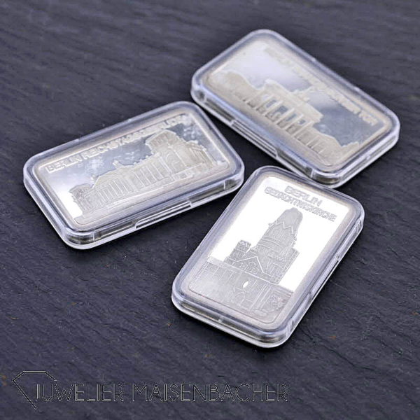 3 Silberbarren Degussa *750 Jahre Berlin*, 999/- Silber, 1987 – Bild 10