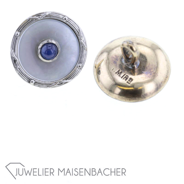 Art Deco Frack-Garnitur *Perlmutt mit Saphir* – Bild 4
