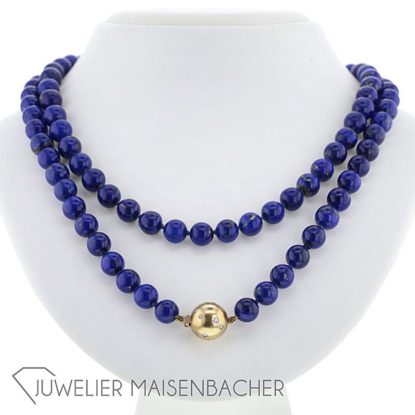 Kugel-Kette *Lapislazuli*, Tragelänge 80cm – Bild 8