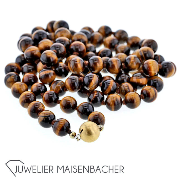 Kugel-Kette *Tigerauge*, Tragelänge 90cm – Bild 7
