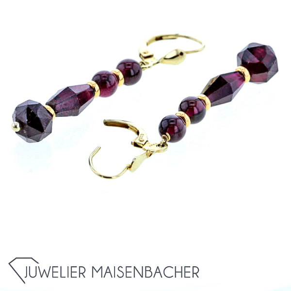 Ohrhänger Gelbgold *Granat* – Bild 3