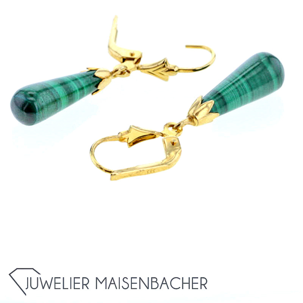Ohrhänger Gelbgold *Malachit* – Bild 3