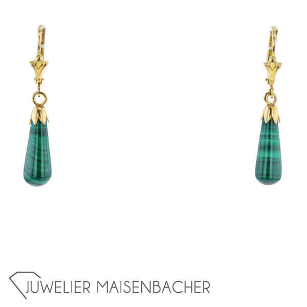 Ohrhänger Gelbgold *Malachit* – Bild 4