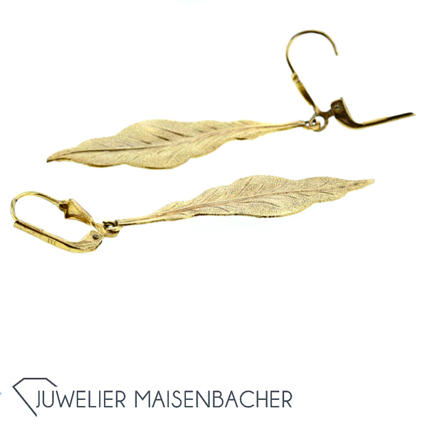 Ohrhänger Gelbgold *Blattmotiv* – Bild 3