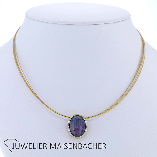 Anhänger mit Feueropal Triplette Gold – Bild 2