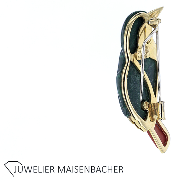 Brosche Buntspecht mit Brillanten und Edelsteine – Bild 5