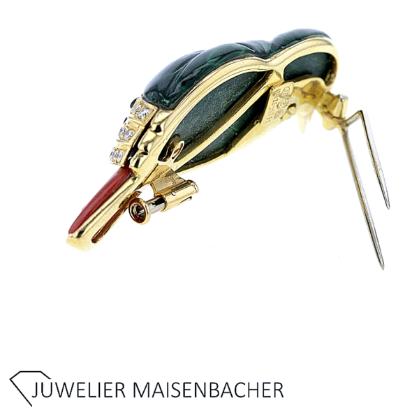 Brosche Buntspecht mit Brillanten und Edelsteine – Bild 4