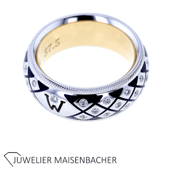 Einzigartiger Designer Ring mit Brillanten Gold und Platin