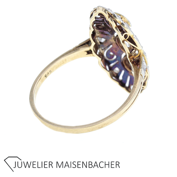 ArtDeco Ring mit Diamanten in Gold und Platin – Bild 2
