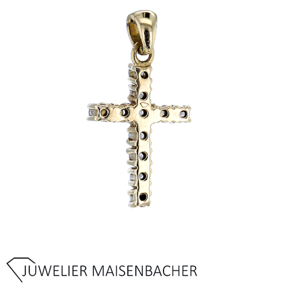 Kreuzanhänger Gold mit Brillanten – Bild 4