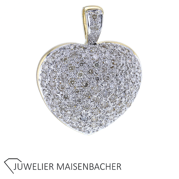 Herz-Anhänger mit Brillanten Pavé gefasst – Bild 6