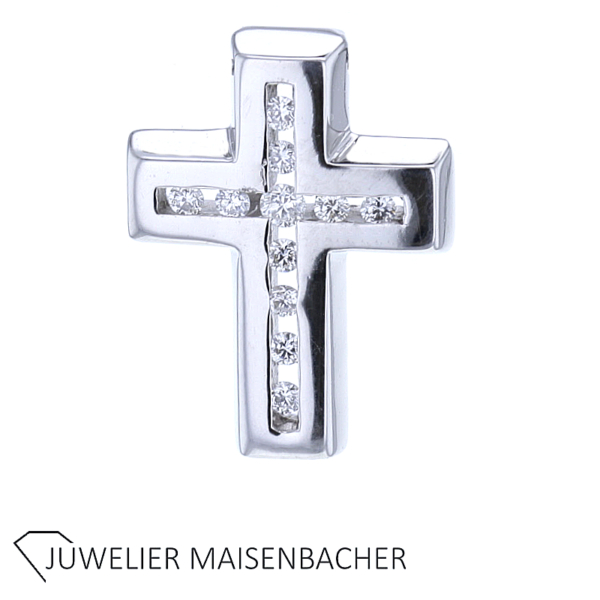 Kreuzanhänger mit Brillanten in Gold – Bild 6