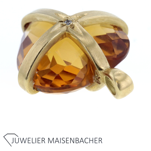 Facettierter Herzanhänger mit Citrin und Brillant Gold – Bild 10