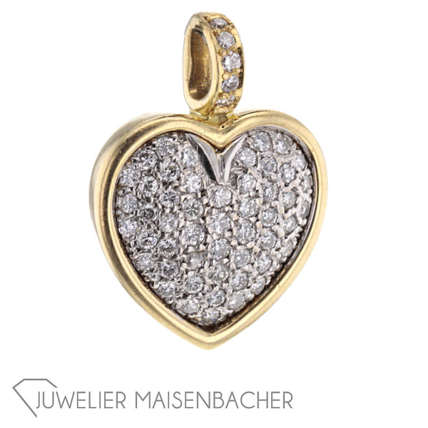 Herz-Anhänger mit Brillanten Pavé gefasst Gold – Bild 3