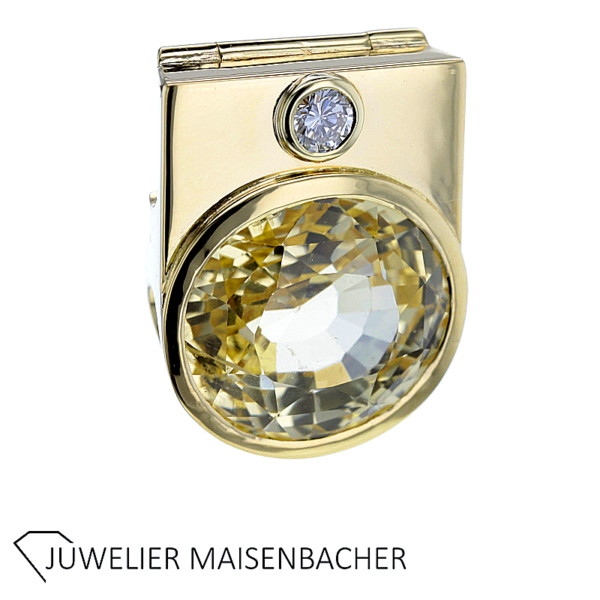 Vario-Clip Anhänger in 750/ Gelbgold mit Citrin und Brillant – Bild 4