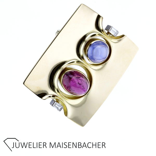 Ausgefallener Turmalin, Saphir und Diamant Anhänger – Bild 5