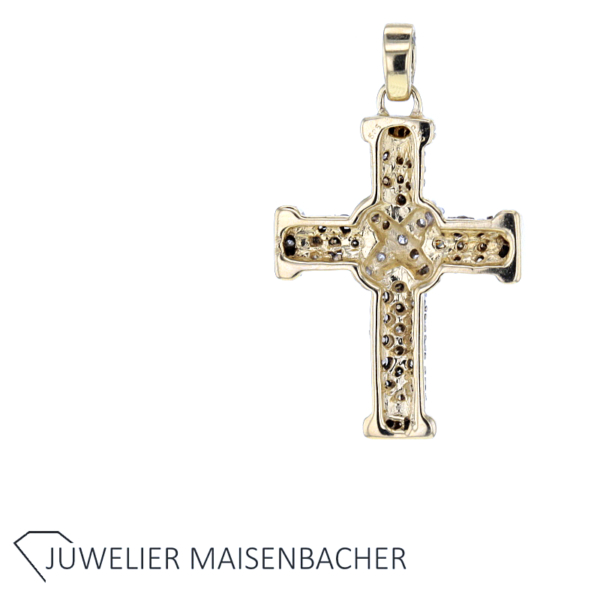 Außgefallener Kreuz-Anhänger mit Brillanten Gold – Bild 2