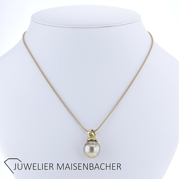 Anhänger mit wunderschöner Barock Perle und Diamant Gold – Bild 5