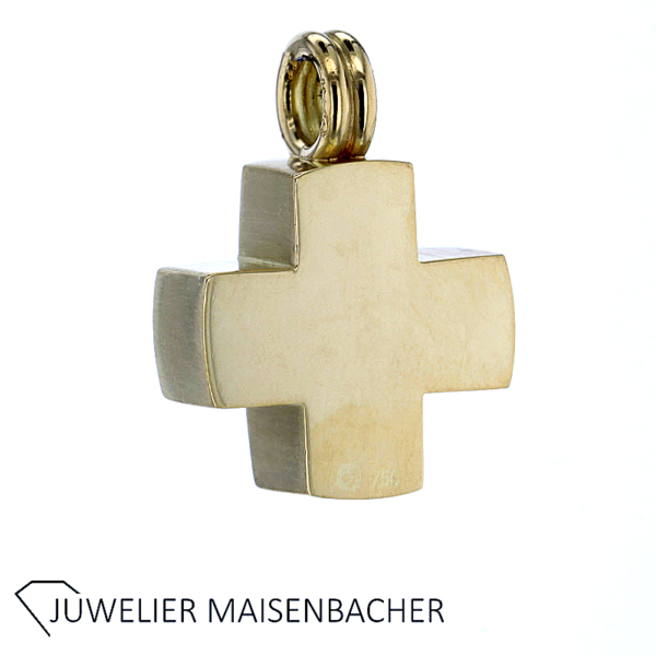 Eleganter gleichschenkliger massiver Kreuz-Anhänger mit Edelstein Citrin – Bild 7