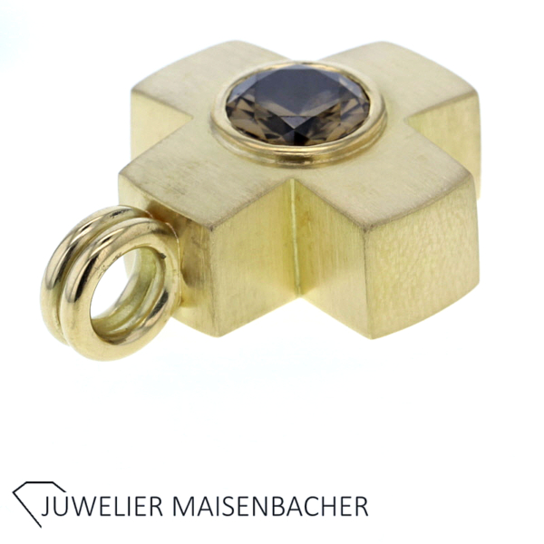 Eleganter gleichschenkliger massiver Kreuz-Anhänger mit Edelstein Citrin – Bild 8