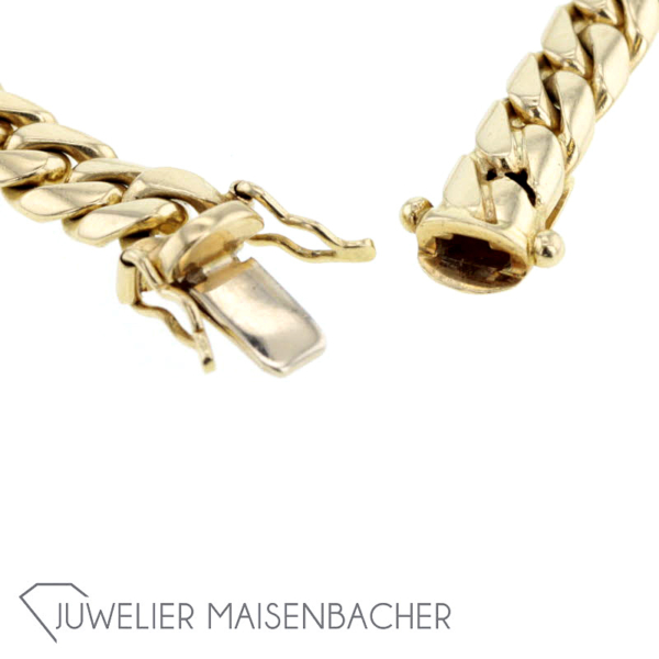 Massives Panzer-Armband mit Herzen gefassten Brillanten Gold