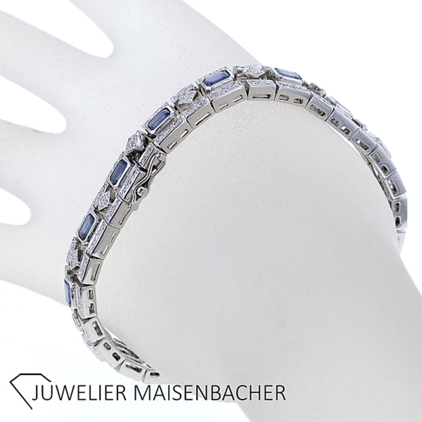 Saphir Brillant Armband in Weißgold – Bild 5