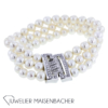 Traumhaftes 3-reihiges Zuchtperlenarmband mit Diamantschließe – Bild 4