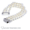 Traumhaftes 3-reihiges Zuchtperlenarmband mit Diamantschließe – Bild 5