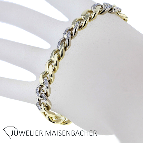 Massives Panzerarmband mit Brillanten Gold – Bild 6