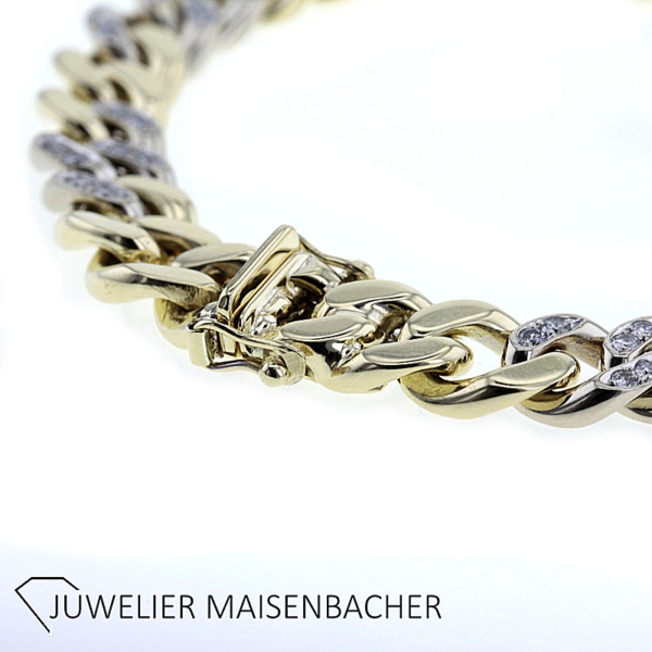 Massives Panzerarmband mit Brillanten Gold – Bild 8