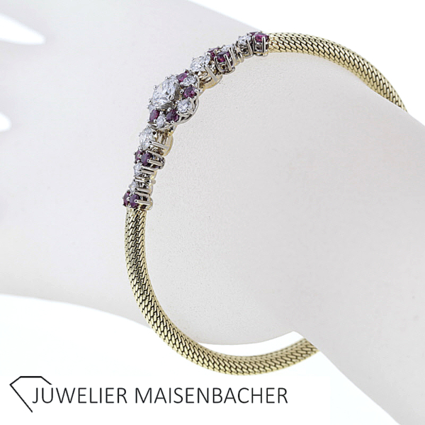 Armband in 585/- Gelbgold mit Brillanten und Rubine – Bild 5