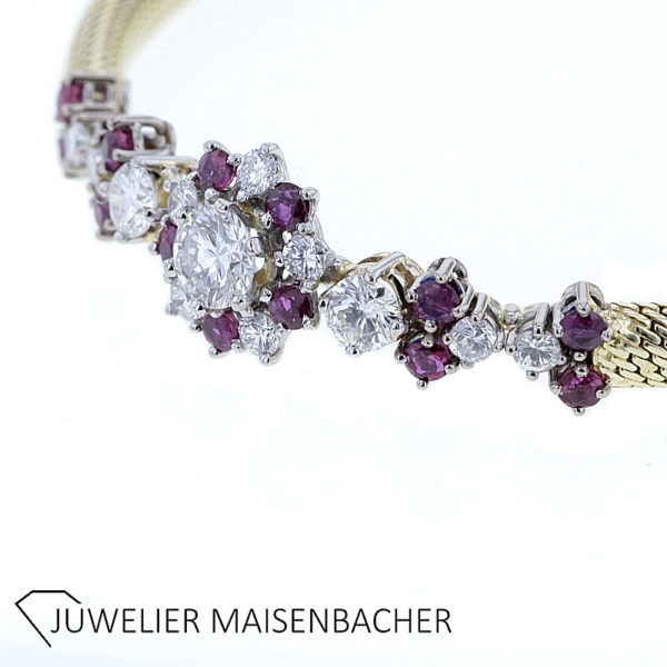 Armband in 585/- Gelbgold mit Brillanten und Rubine – Bild 6