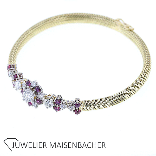 Armband in 585/- Gelbgold mit Brillanten und Rubine – Bild 7