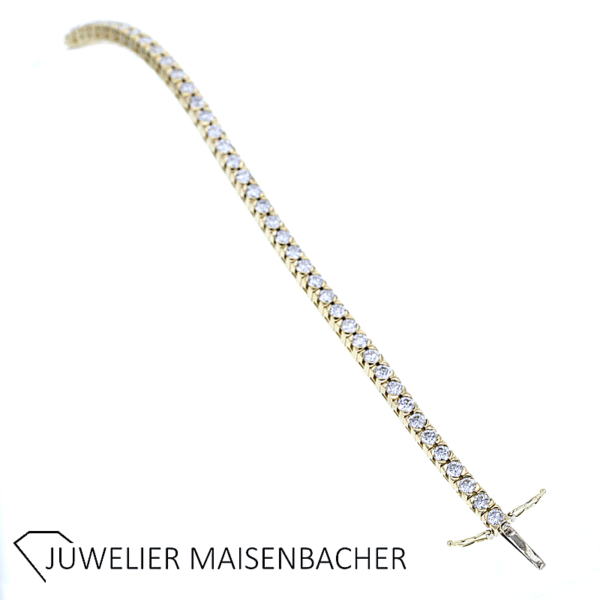 Riviére; klassisches Tennisarmband mit Brillanten Gold – Bild 6