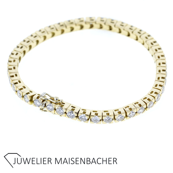 Riviére; klassisches Tennisarmband mit Brillanten Gold – Bild 9