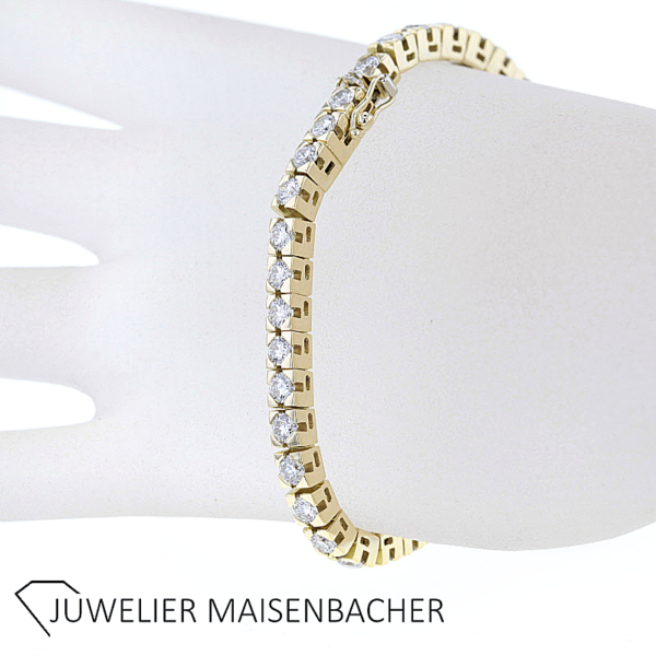 Riviére; klassisches Tennisarmband mit Brillanten Gold – Bild 10