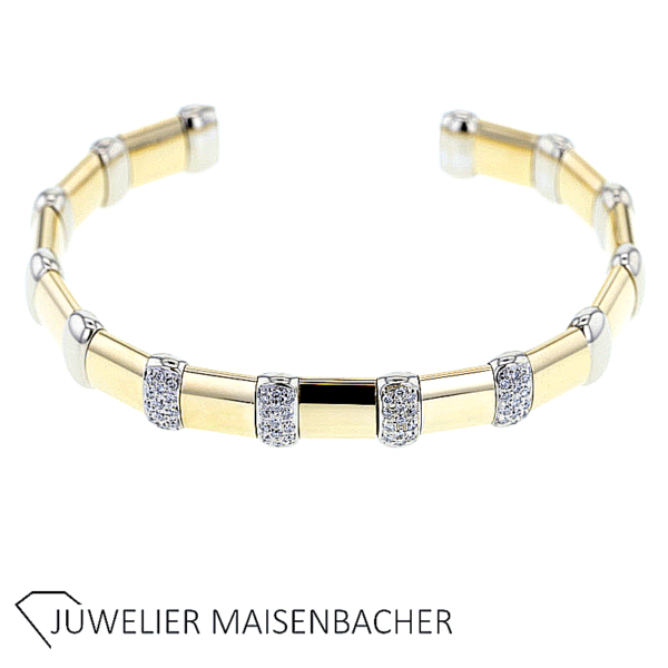 Gold Armspange mit Silber und Diamanten – Bild 5