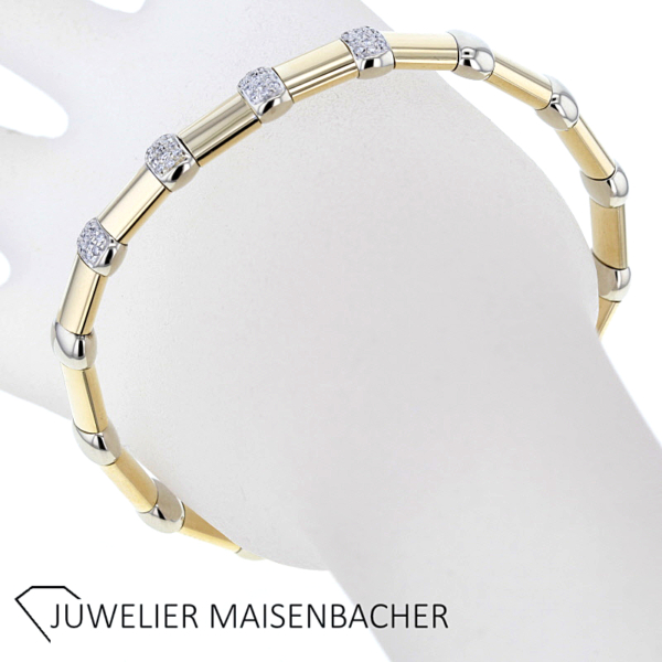 Gold Armspange mit Silber und Diamanten – Bild 6