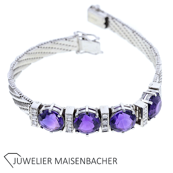 Klassisches Amethyst Diamant Armband – Bild 4